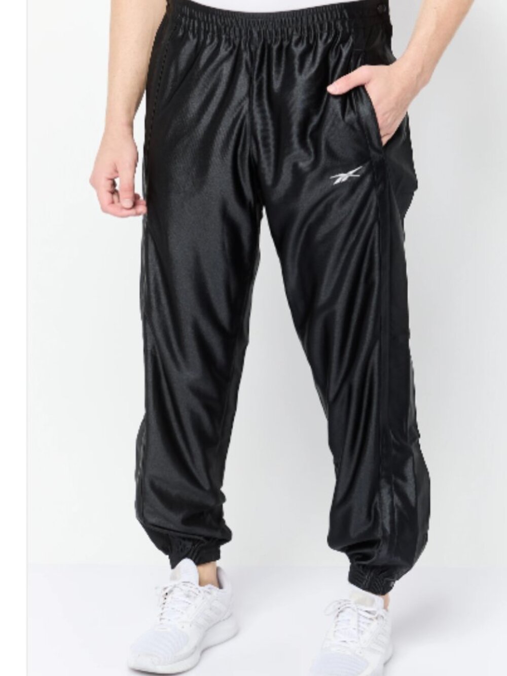 Reebok BB Men's SIZE L Snap Breakaway Pants Basketball Warm Up Heavy Black NWT